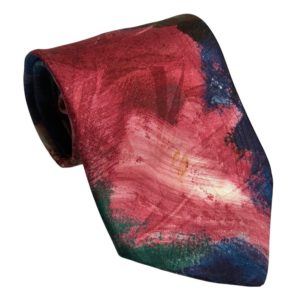 VTG Towncraft Necktie Multicolor Abstract Painterly Artistic Retro Mens One Size